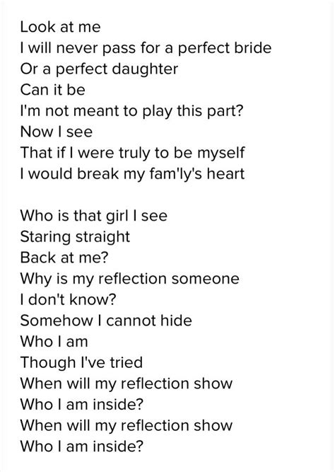 reflections lyrics|when will my reflection mulan.